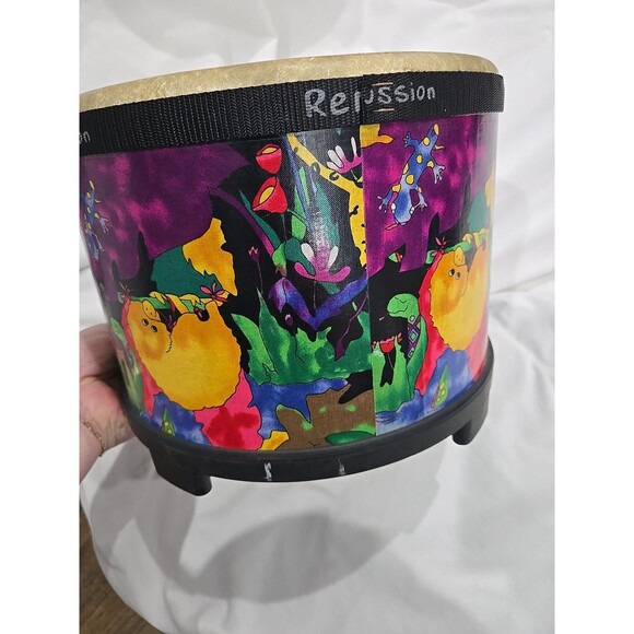 Remo Kid's Percussion Fiberskyn 3 Floor Tom Drum 10" x 7.5" Rain Forest Animals - Picture 4 of 4